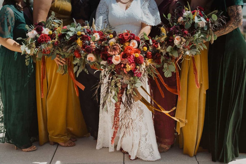 Bridal party with bouquets