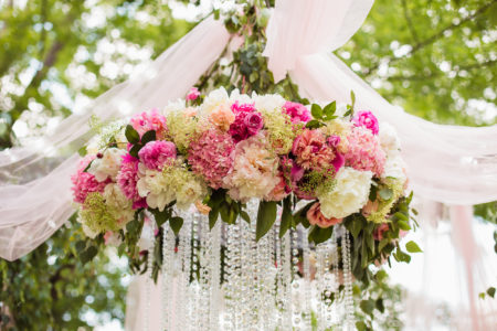 Wedding decoration ceremony (Chandelier in the arch of flowers)