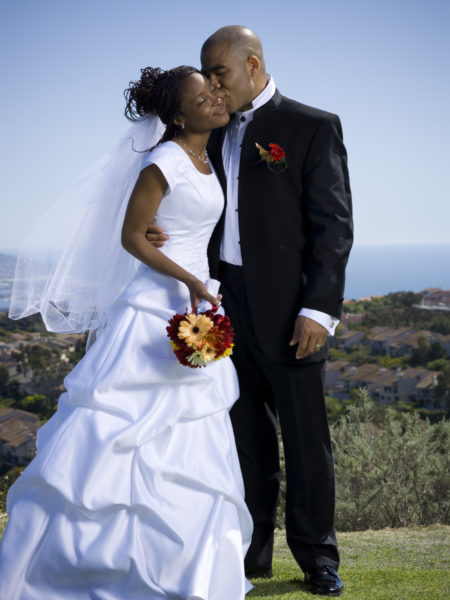 African-American just married couple