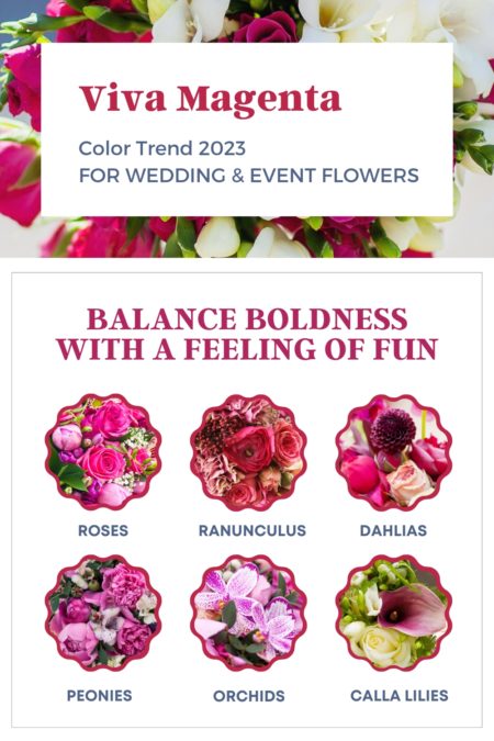 Viva Magenta color trends for 2023 weddings