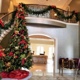 Indoor Christmas tree and banister garlands