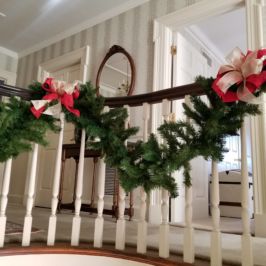 Indoor holiday decor with garland