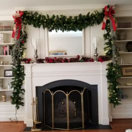 Indoor holiday decor with garland