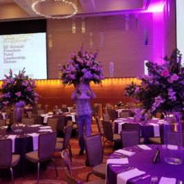 Centerpieces in a reception hall