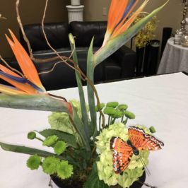 Tropical flowers with butterfly decoration