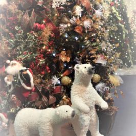 Christmas tree and polar bear decorations